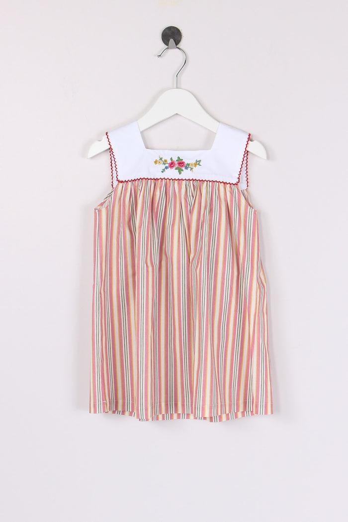 Abito Riga Inserto Ricamo Rose/stripes