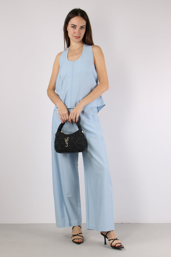 Top Intreccio Schiena Celeste