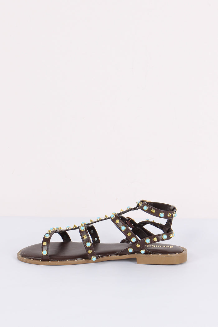 Sandalo Borchia Multicolor Brown-7