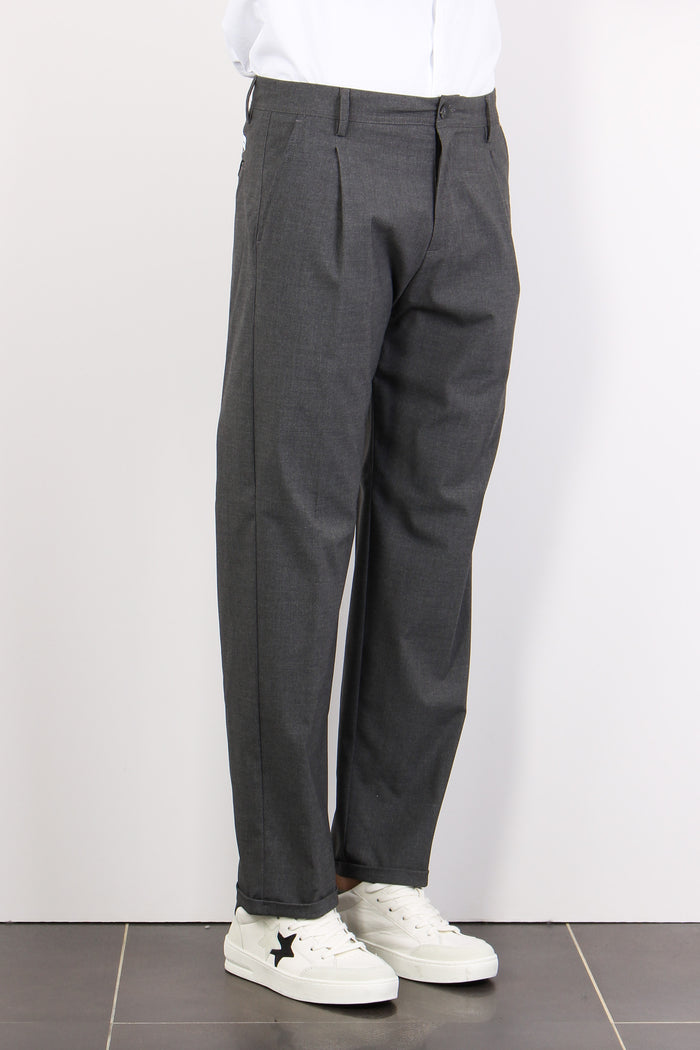 Mente Pantalone Dritto Pence Grigio-4