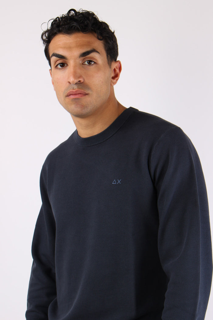 Maglia Girocollo Punto Riso Navy Blue-7
