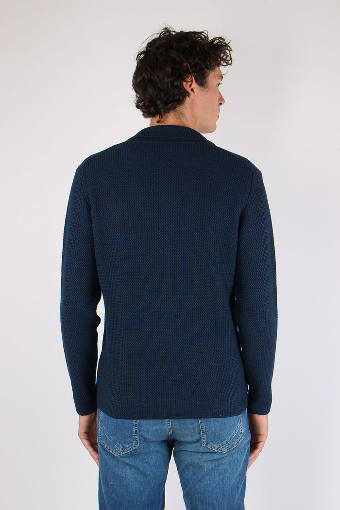 Cardigan Tessuto Lavorato Blu-5