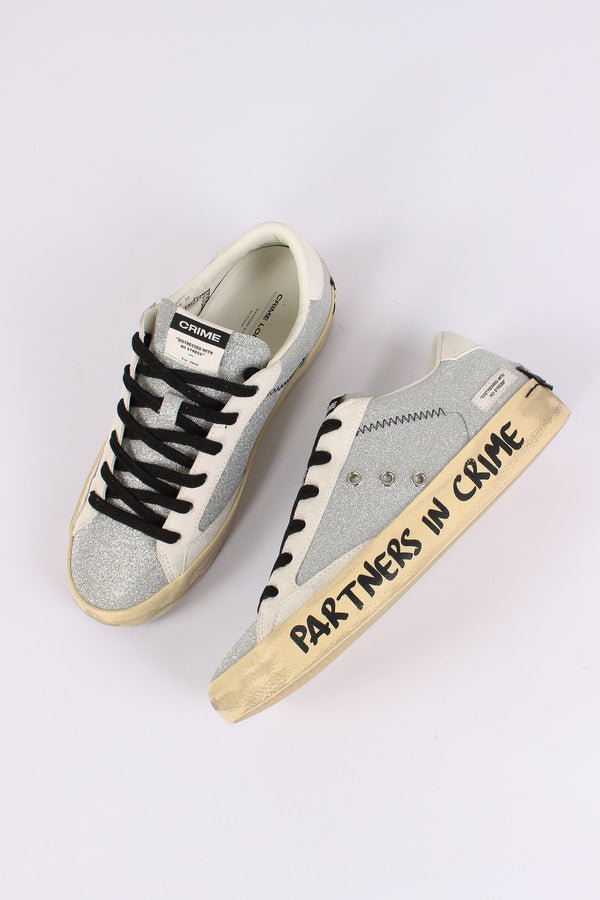 Sneakers Distressed Metal Kiss Argento-2