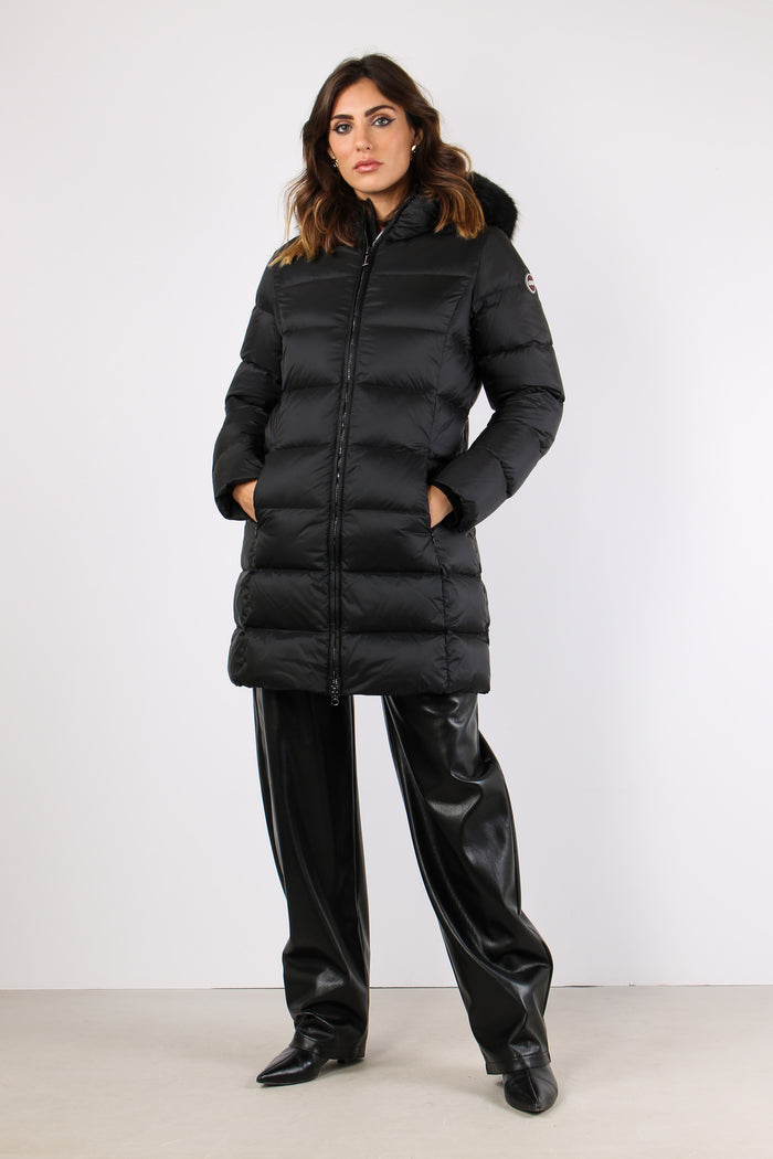 Piumino Lungo Ecopelliccia Nero