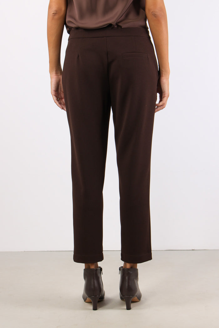Pantalone Slim Scuba Crepe Moro-4