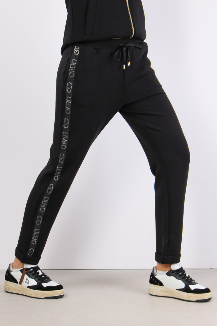 Pantaloni Modal Banda Strass Nero-7
