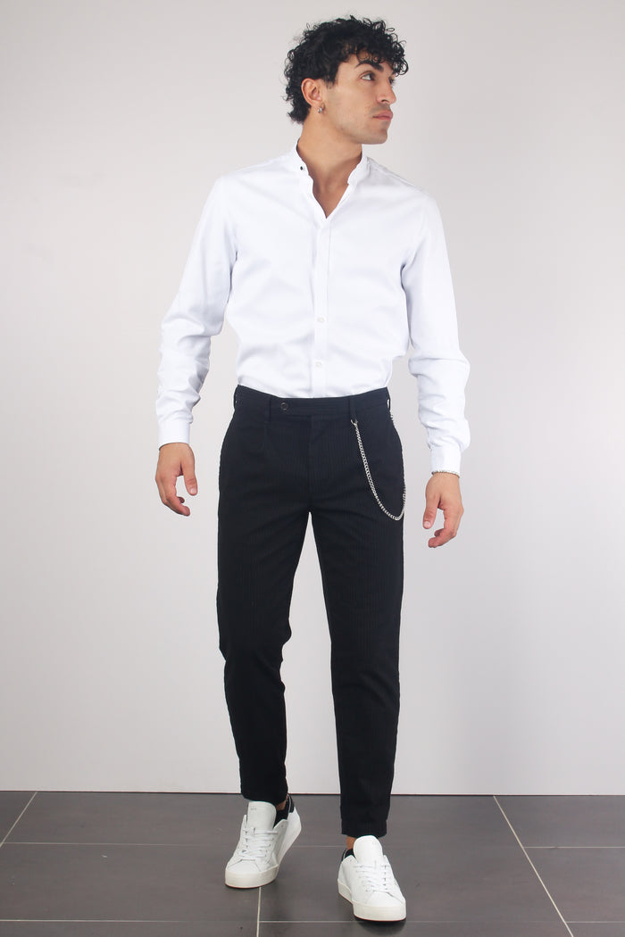 Malaga Pantalone Gessato Nero