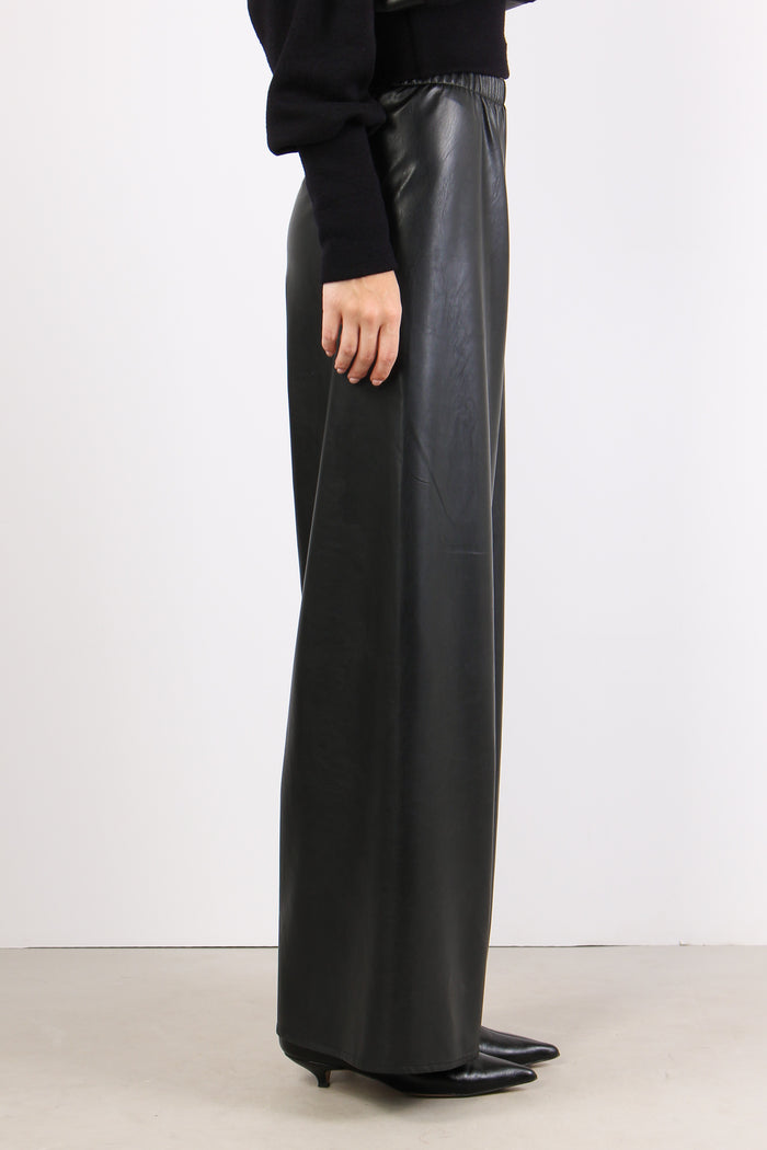 Pantalone Scampanato Ecopelle Nero-8