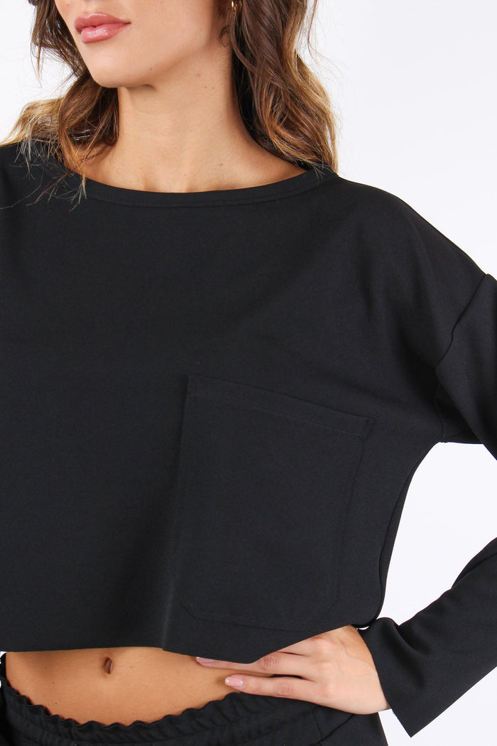 Felpa Scuba Maxi Tasca Nero-8