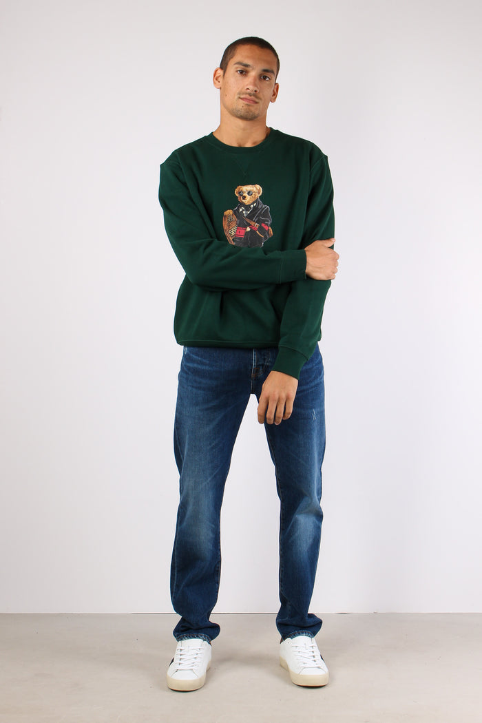 Felpa Girocollo Stampa Orso Moss Agate-6