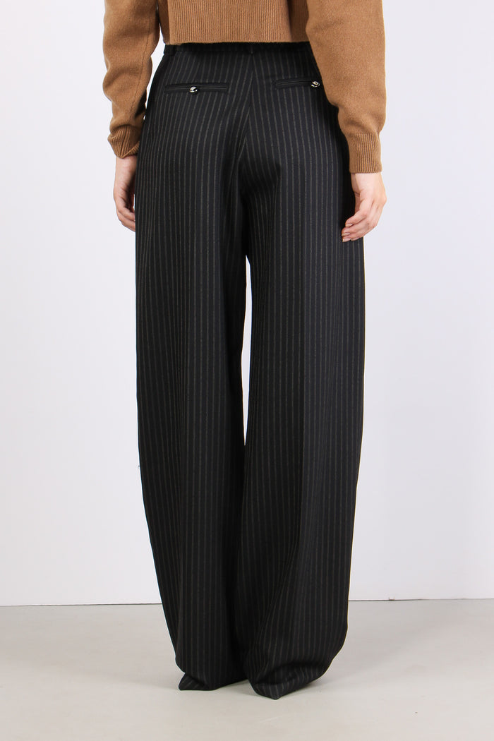 Pantalone Palazzo Gessato Nero/beige-4