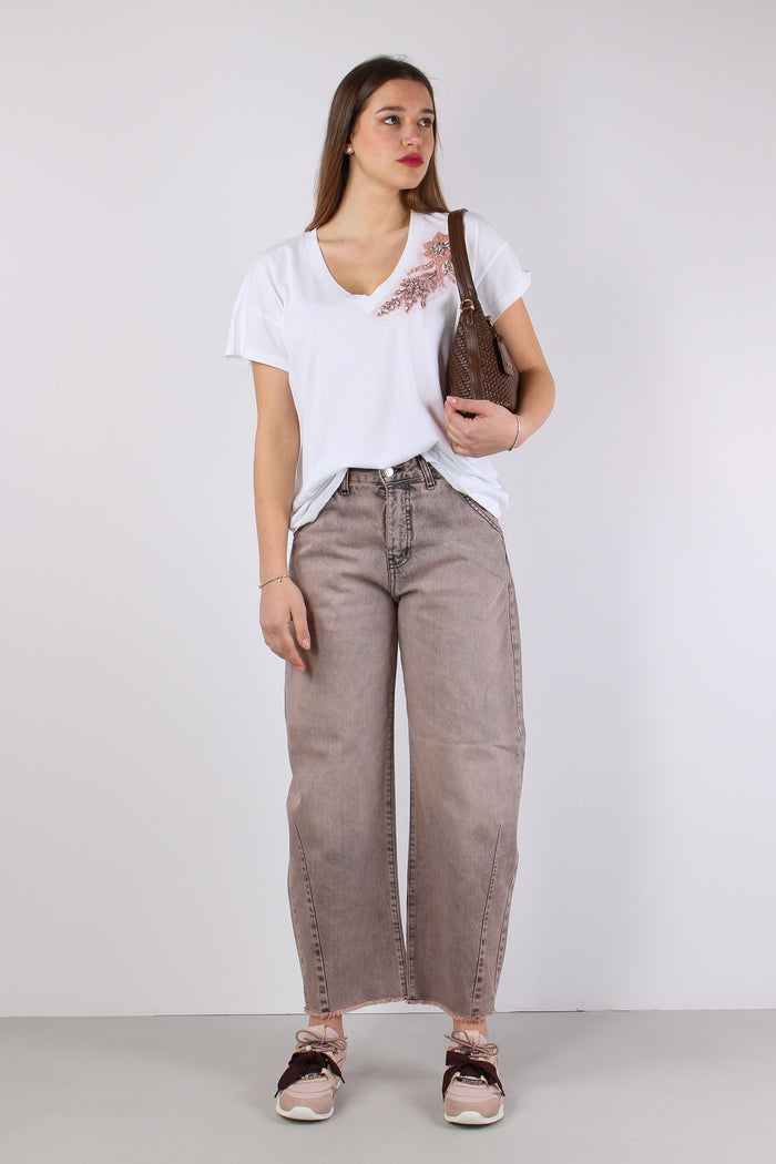 T-shirt Scavo V Applicazione F Bianco-6