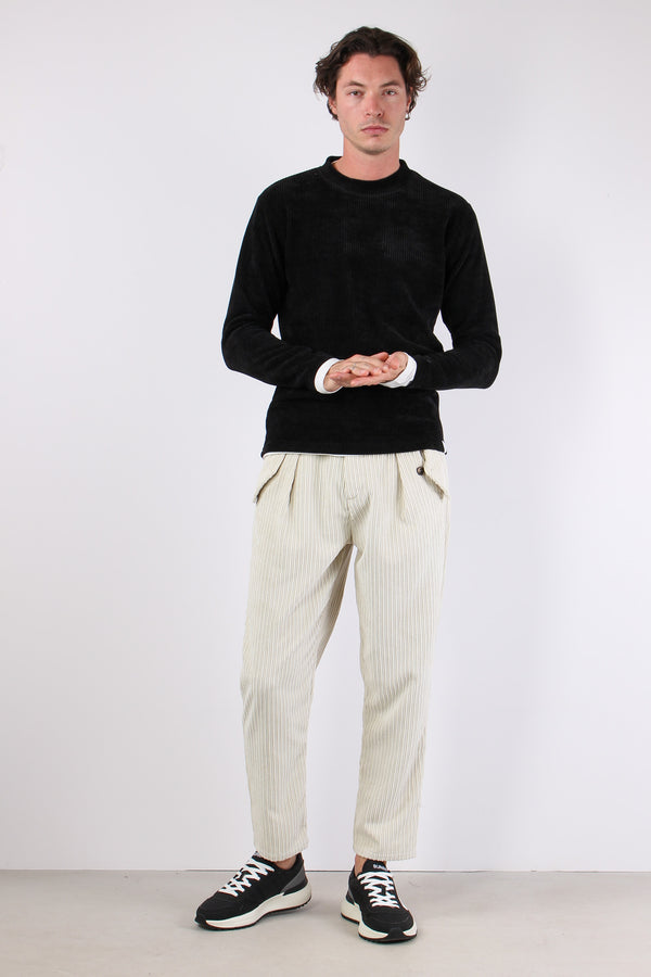 Girocollo Ciniglia T-shirt Nero/latte