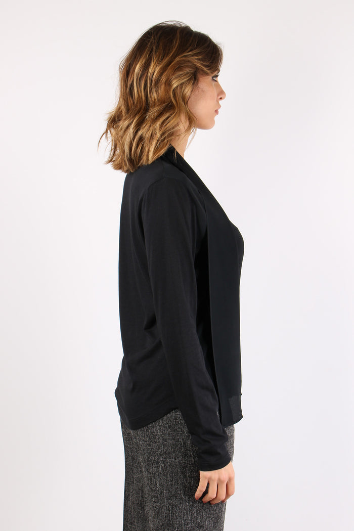 Camicia Bimateriale Nero-7