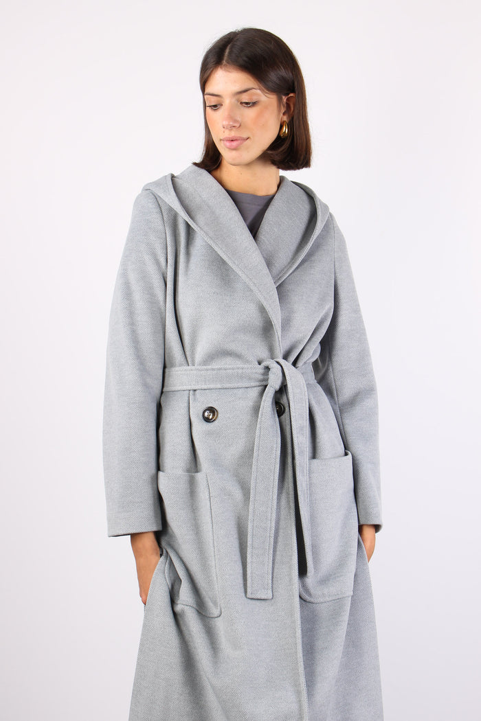 Cappotto Vestaglia Cappuccio Grigio-4