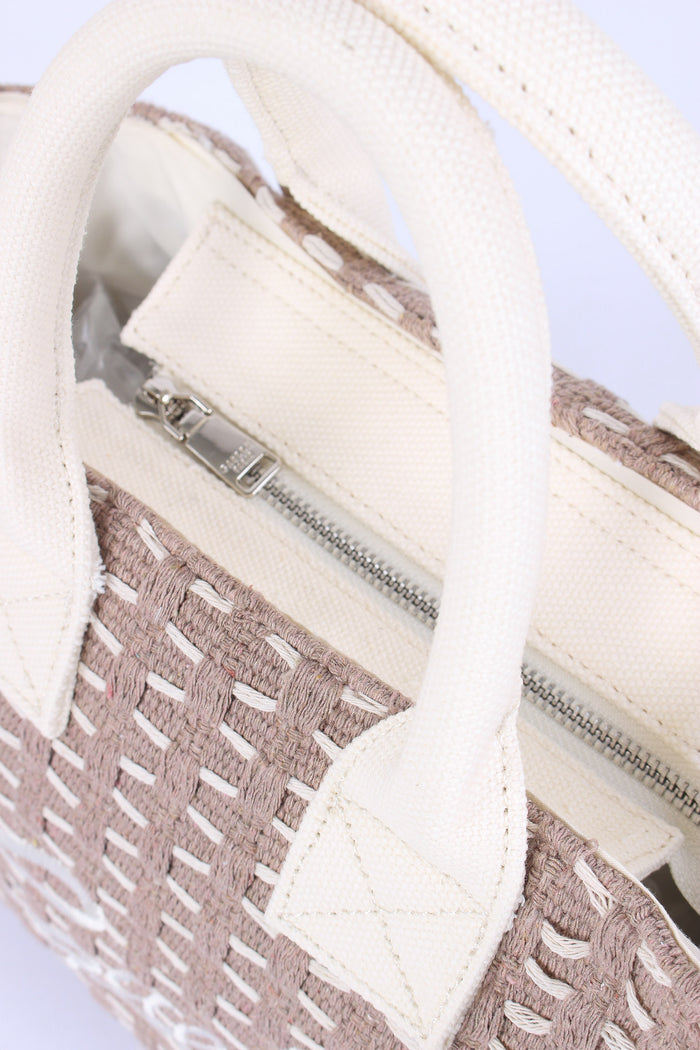 Mini Shopping Intreccio Beige-4