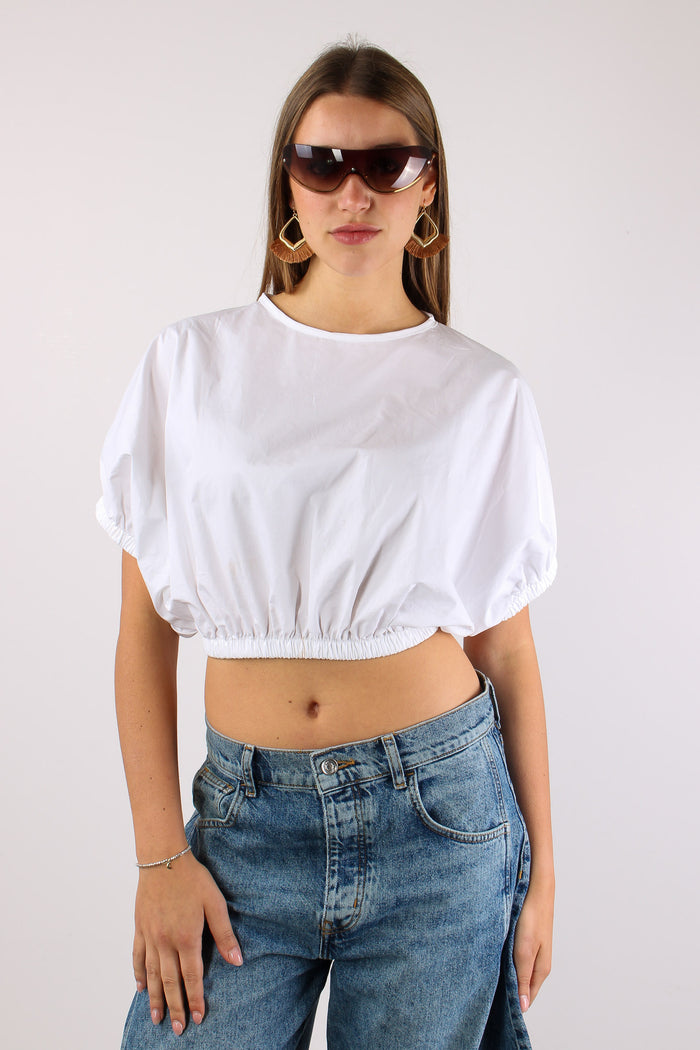 Camicia Cropped Elastico Bianco-7