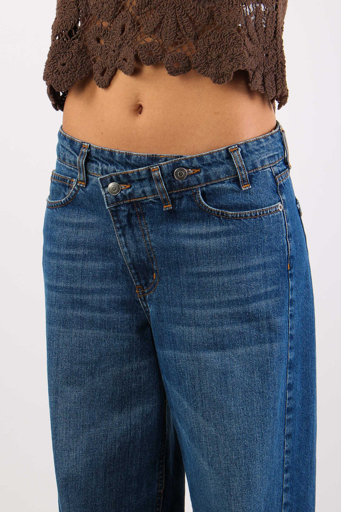 Denim Abbottonatura Asimmetric Denim Medio-6