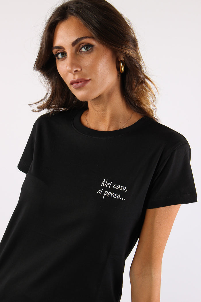 T-shirt Ricamo Nel Caso Ci Pe Nero-3