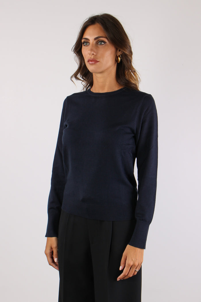 Maglia Girocollo Viscosa Blu-7