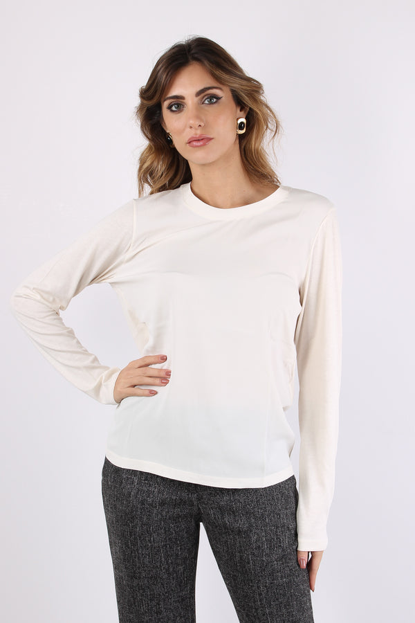 Girocollo Jersey Seta Panna