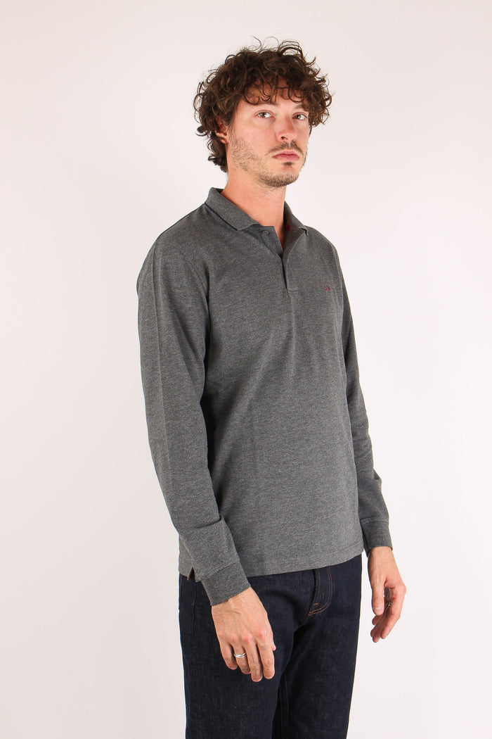 Polo M/l Profilo Contrasto Grigio-5