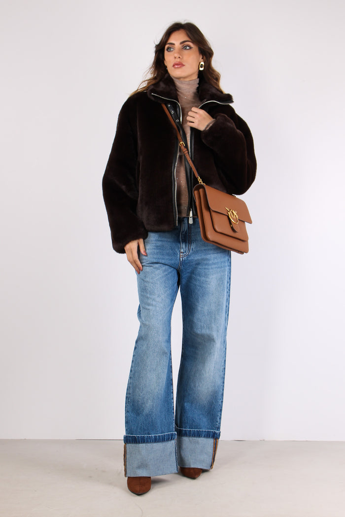 Estebana Bomber Ecopeliccia Marrone-4