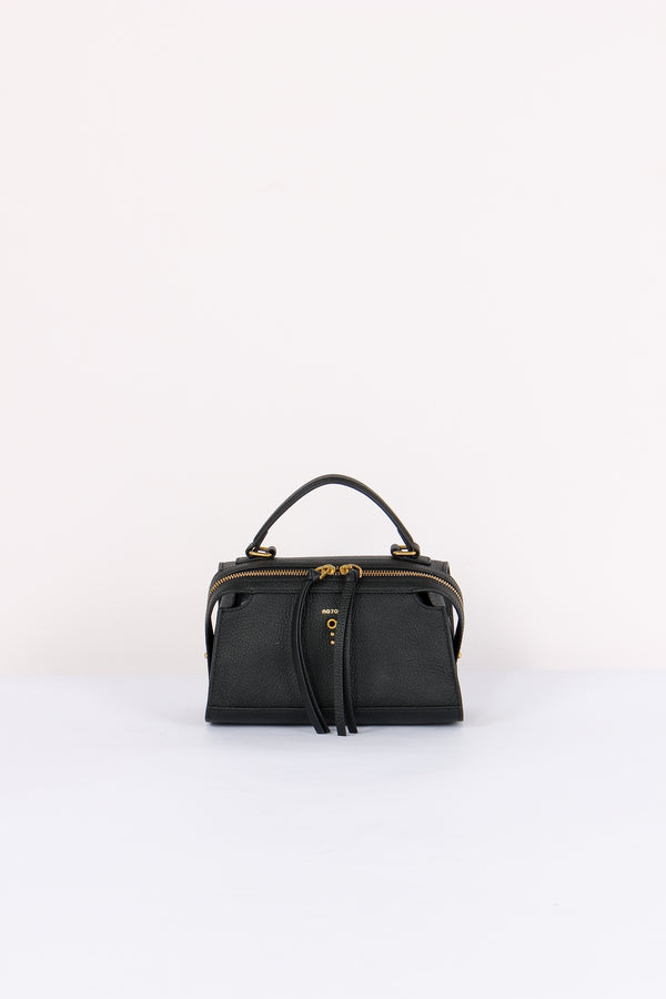 Mini Trapezio Pelle Martellata Black