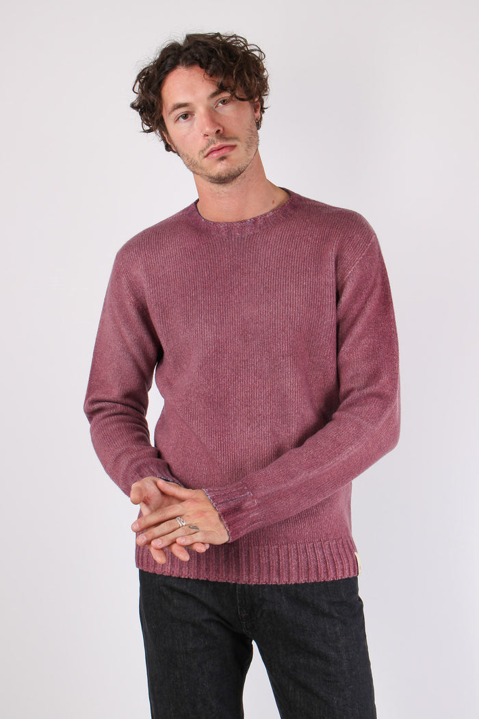 Maglia Girocollo Reversibile Denim/bordeaux
