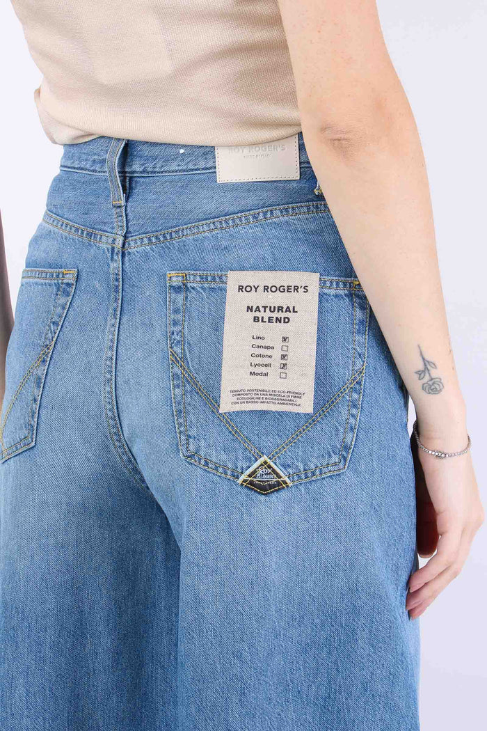Denim Wide Misto Lino Denim Chiaro-7