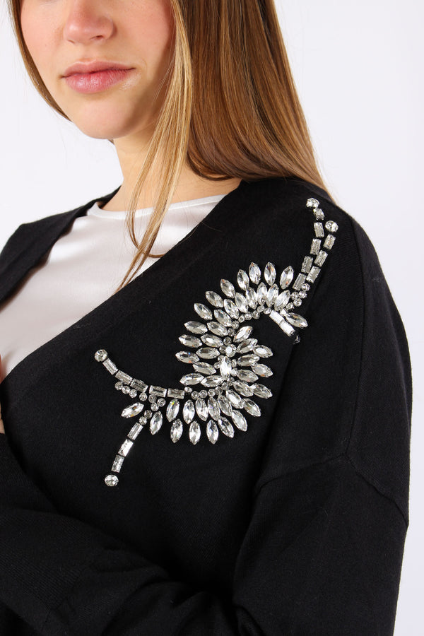 Venetico Cardigan Applicazione Black-2
