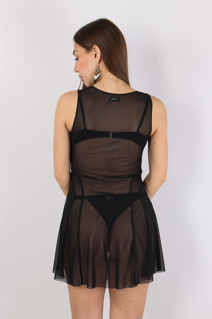Abito Corto Tulle Nero-5