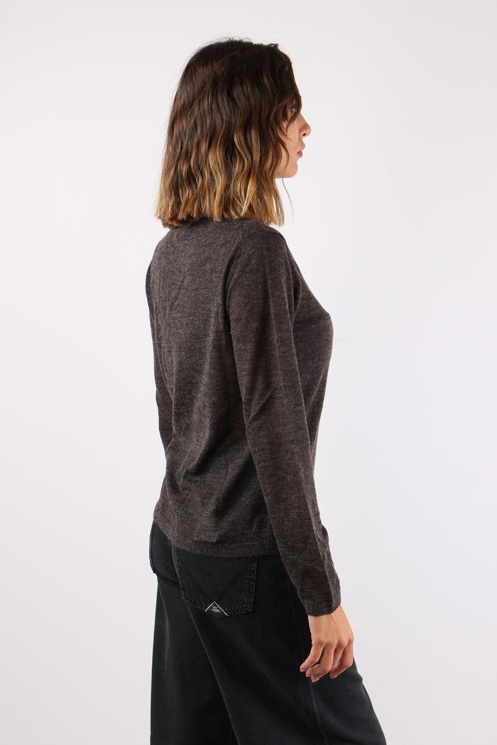 Cardigan In Maglia Bottoni Ebano-6