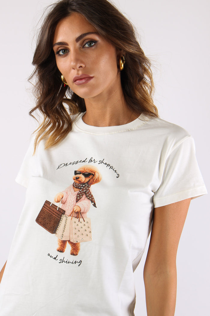 T-shirt Stampa Barboncino Stra Panna-3