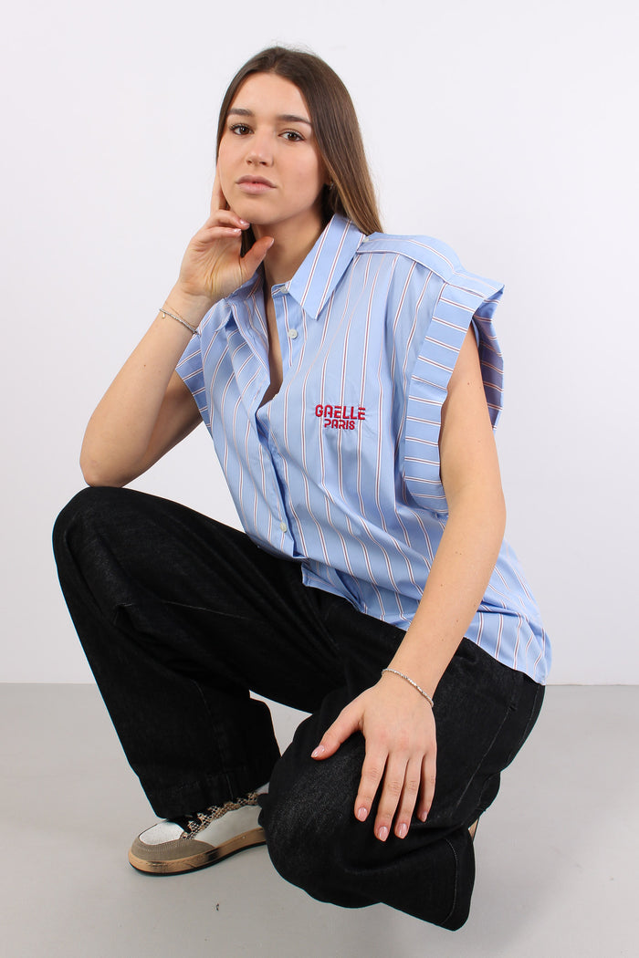 Camicia Riga Manica Aletta Azzurro-3