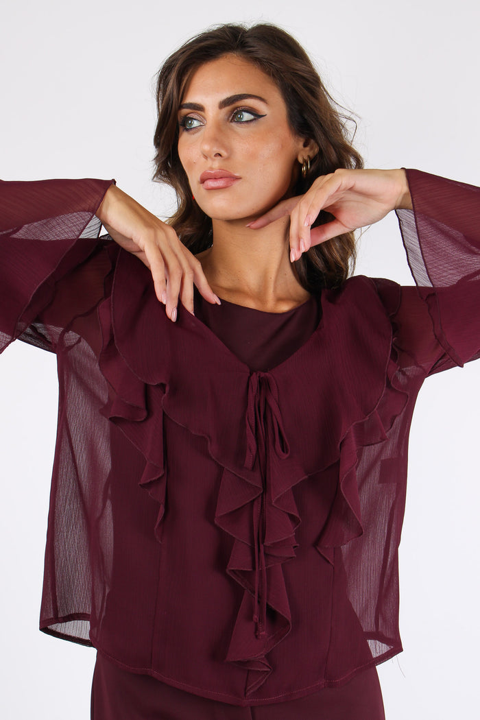 Camicia Rouge Crepe Bordeaux-3