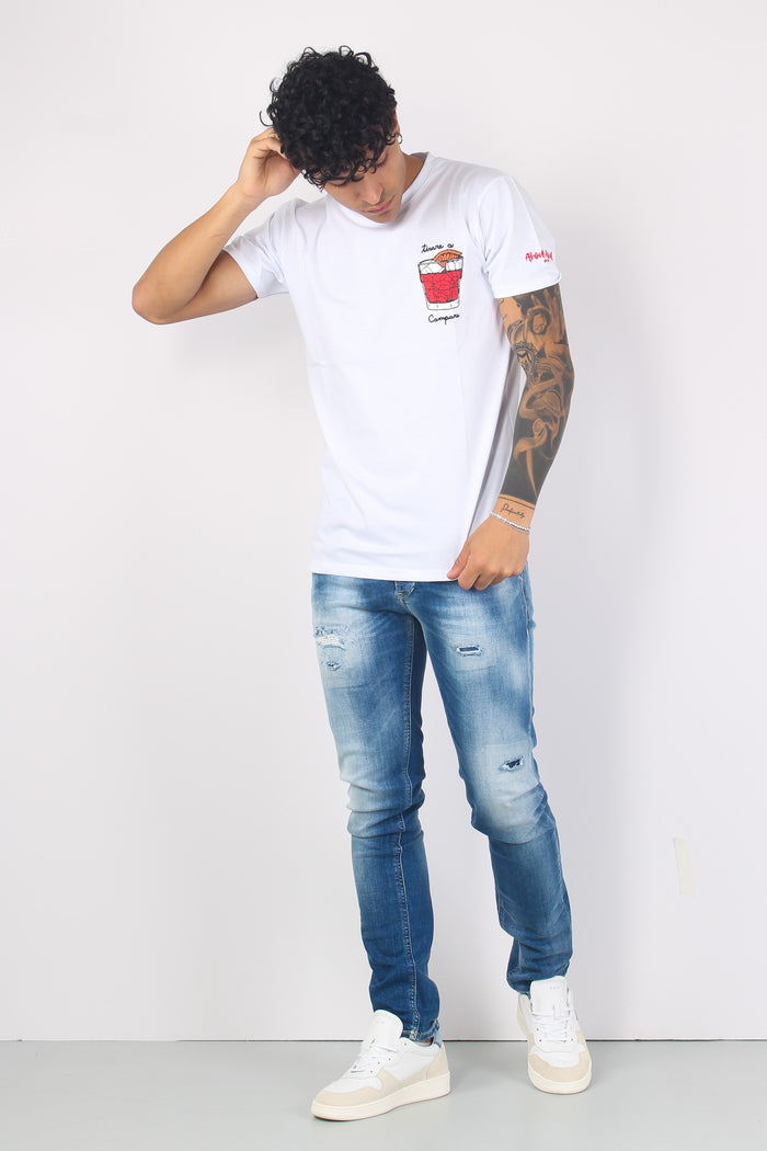 T-shirt Ricamo Campari Bianco-4