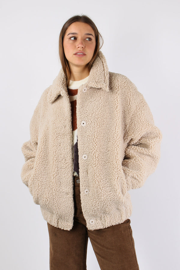 Cappotto Teddy Patch Panna-2