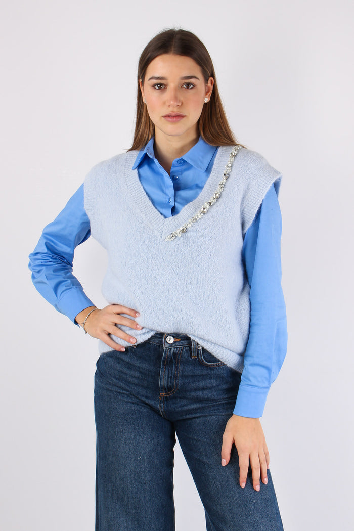 Gilet Profilo Gioiello Misto A Azzurro-2