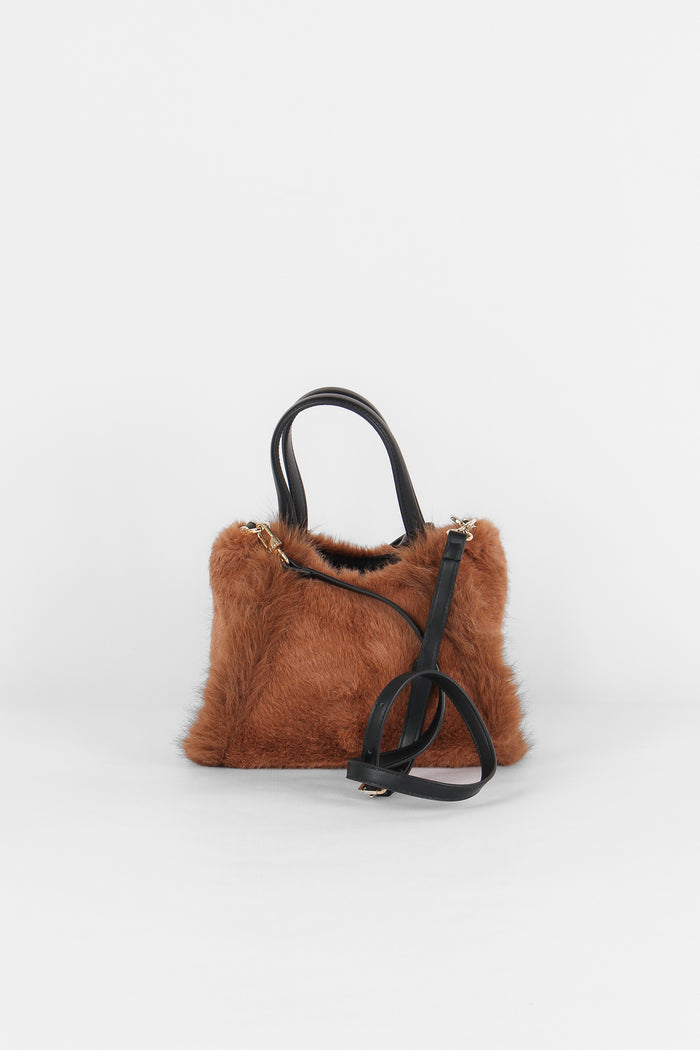 Smeraldo Mini Shopping Ecopeliccia Cannella/nero-3