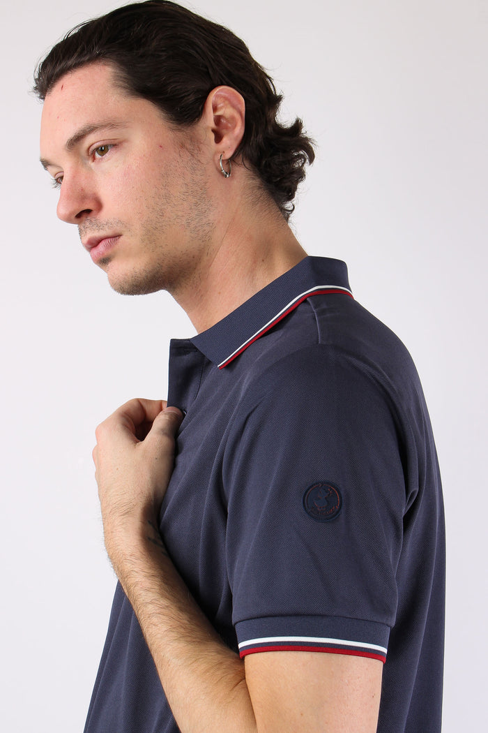 Hari Polo Collo Righe Navy Blue-2