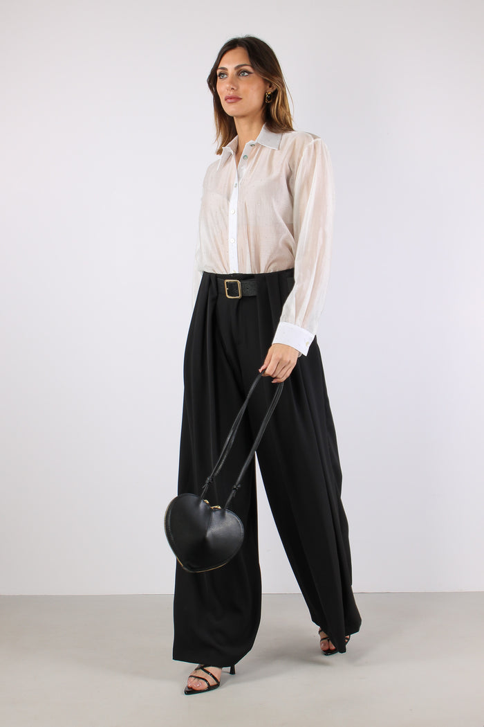 Camicia Over Mussola Strass Bianco-7