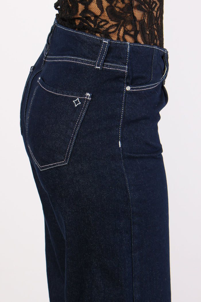 Denim Palazzo No Cinturino Denim Scuro-7