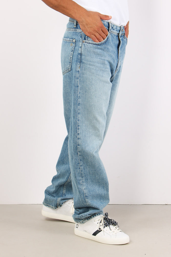 Denim Gamba Larga Vita Bassa Denim Chiaro-3