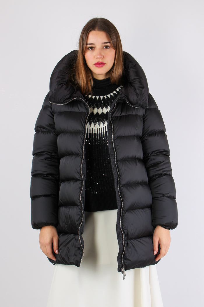 Piumino Lungo Cappuccio Black-4