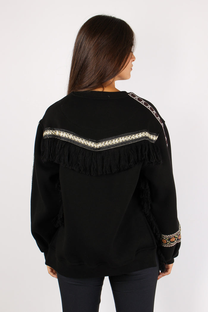 Felpa Girocollo Passamanneria Nero-5