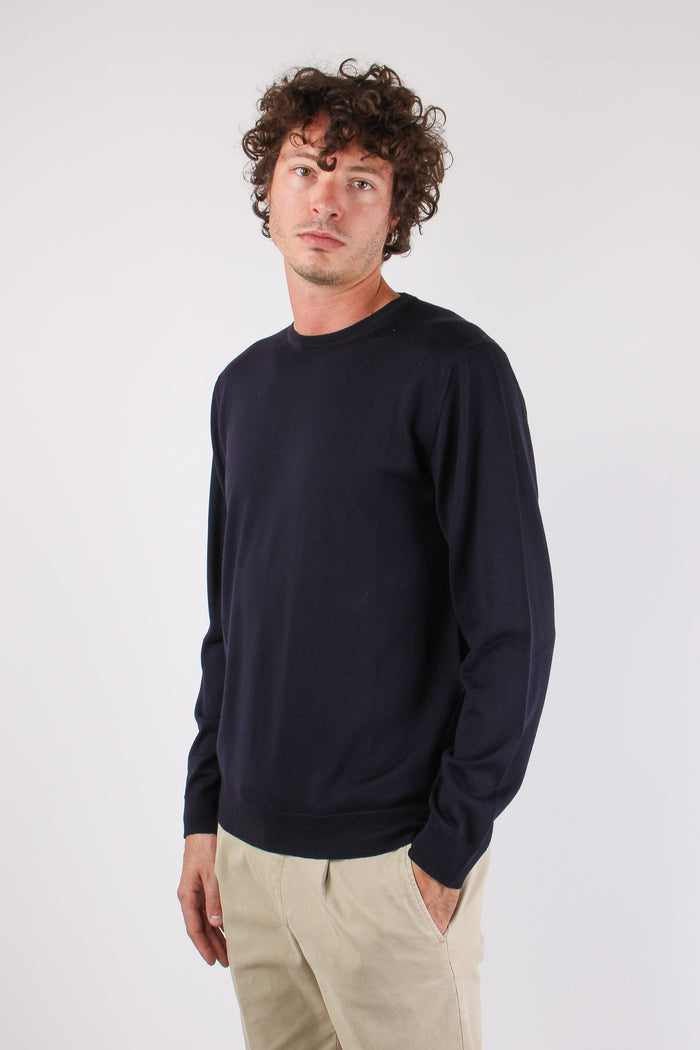 Maglia Girocollo Lana Merinos Blu-4
