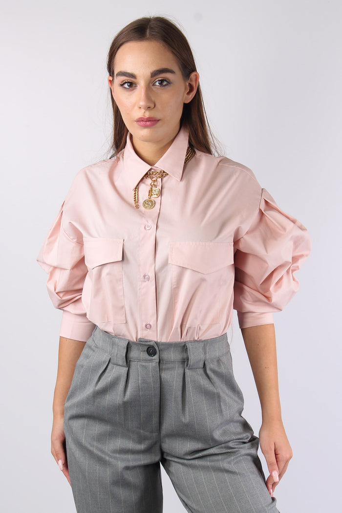 Camicia Over 2 Tasche Rosa