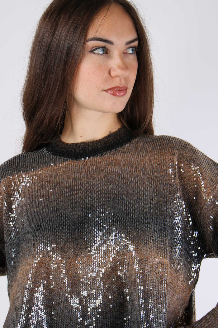 Maglia Riga Paillettes Brown Shaded-9