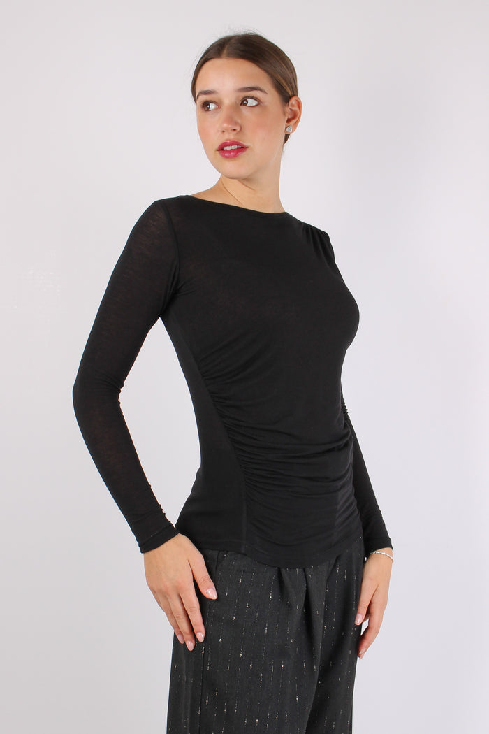 Maglia Girocollo Misto Cashmer Nero-3